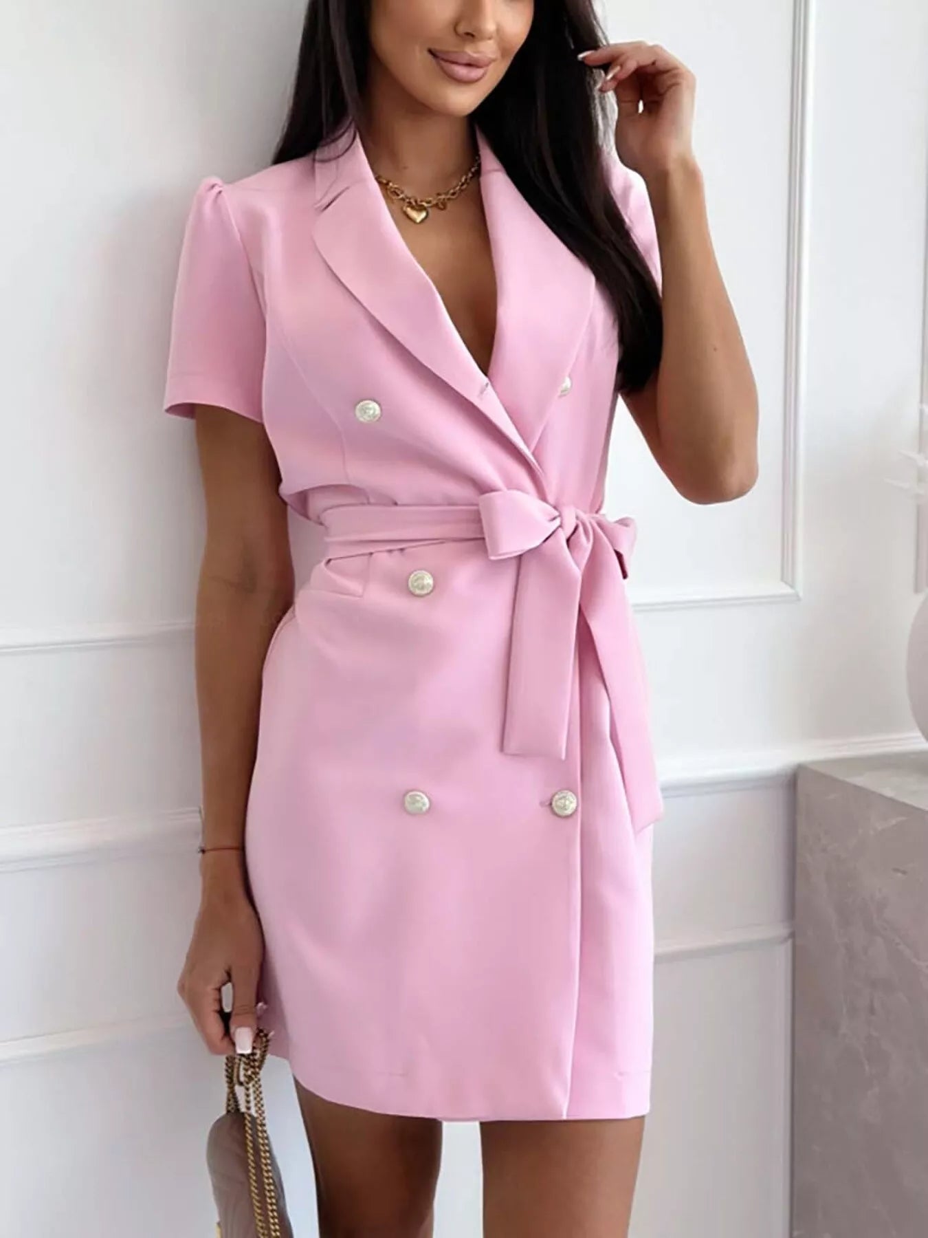 Belted blazer dress sleeve detail
