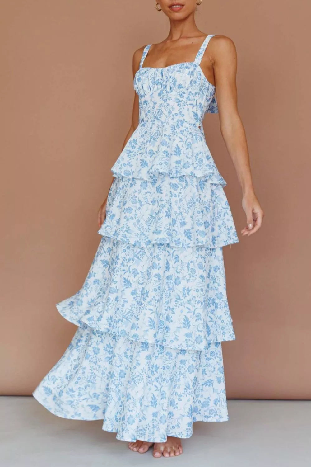 Tiered layered maxi dress side view