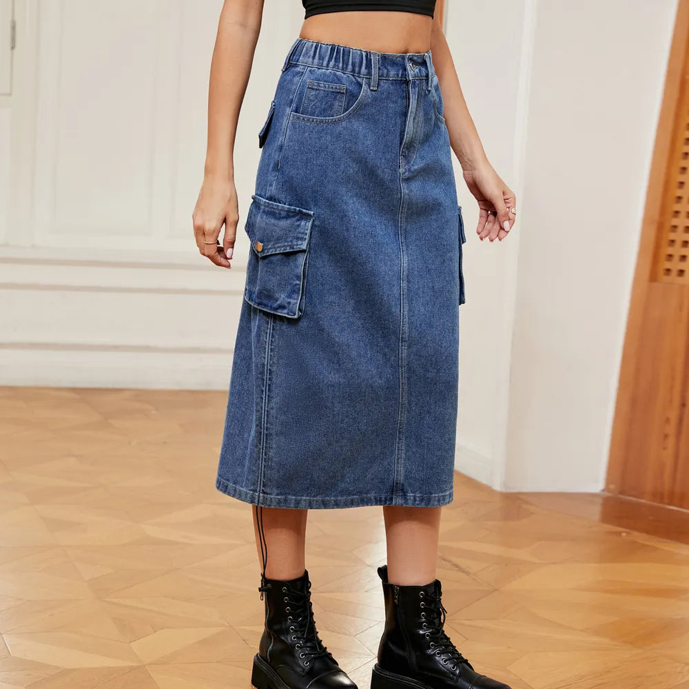 Ruched midi skirt side view