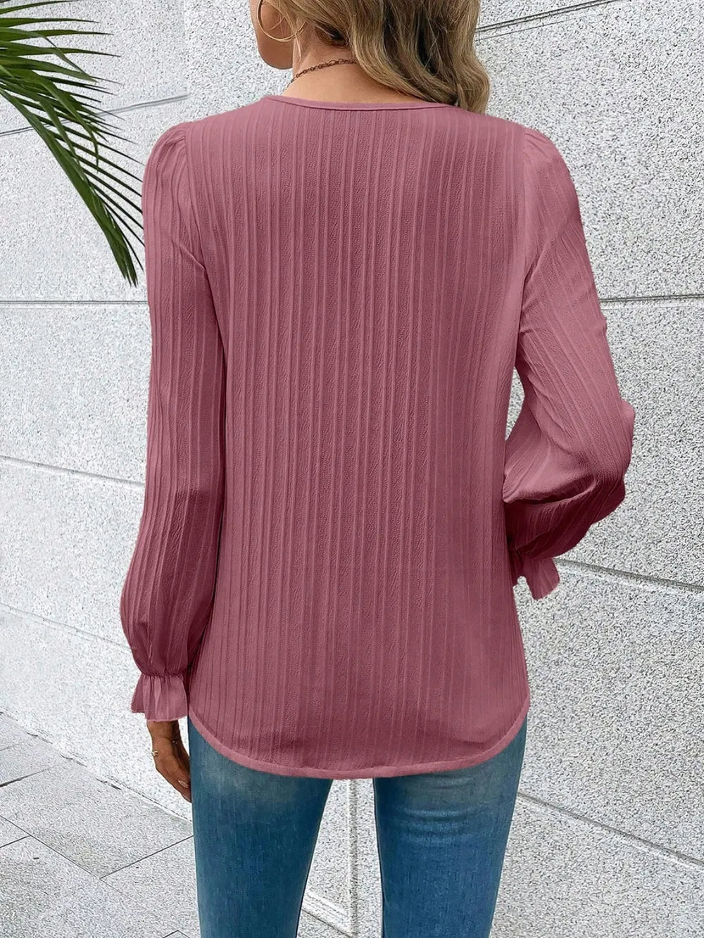 V neck lace blouse neckline detail close up
