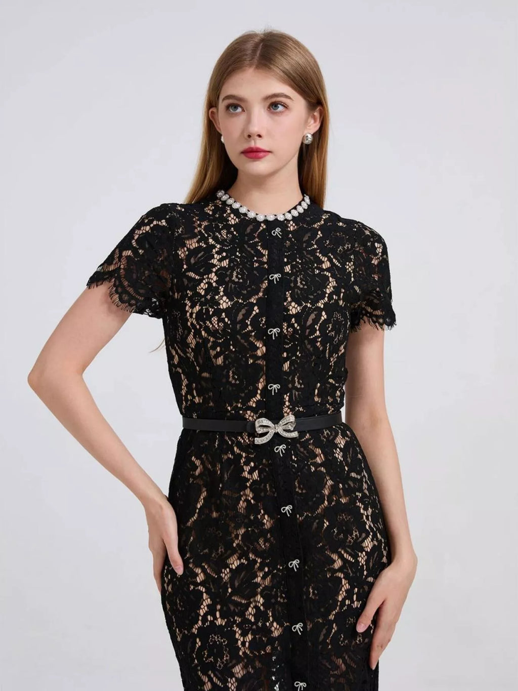 Elegant lace mermaid dress front