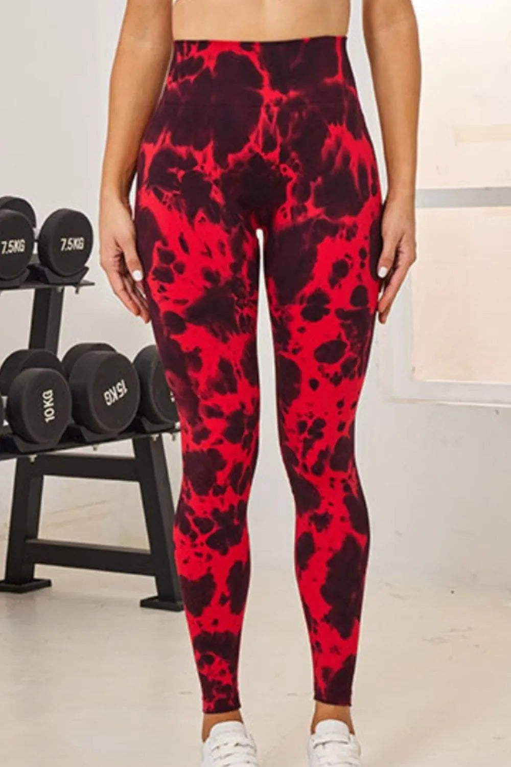 Tie dye leggings high waist band detail
