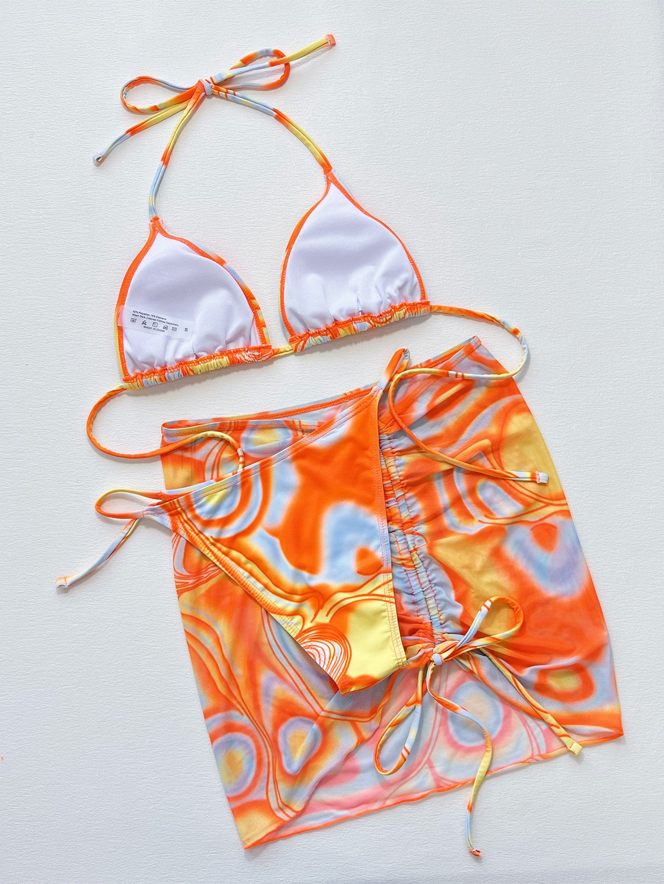 Multicolored swim set fabric print detail