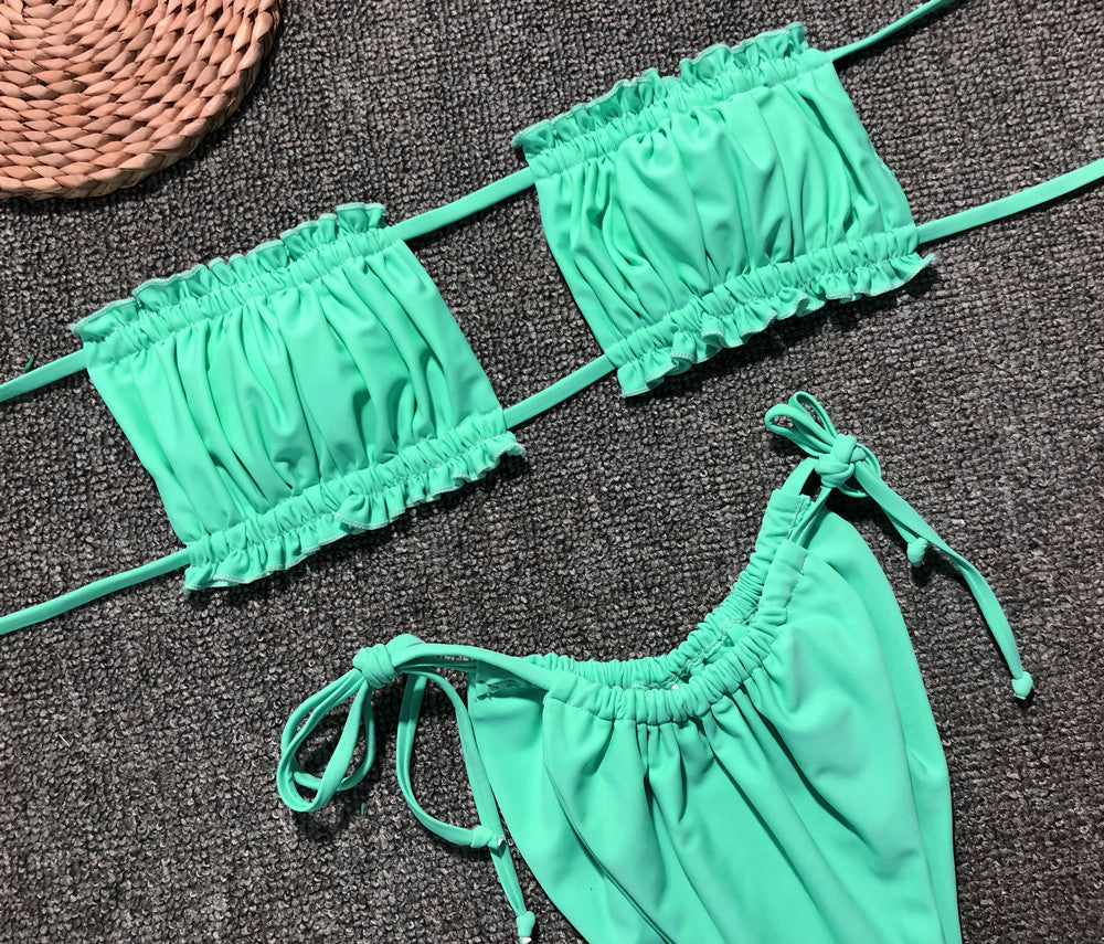 Two piece bikini set orange color view