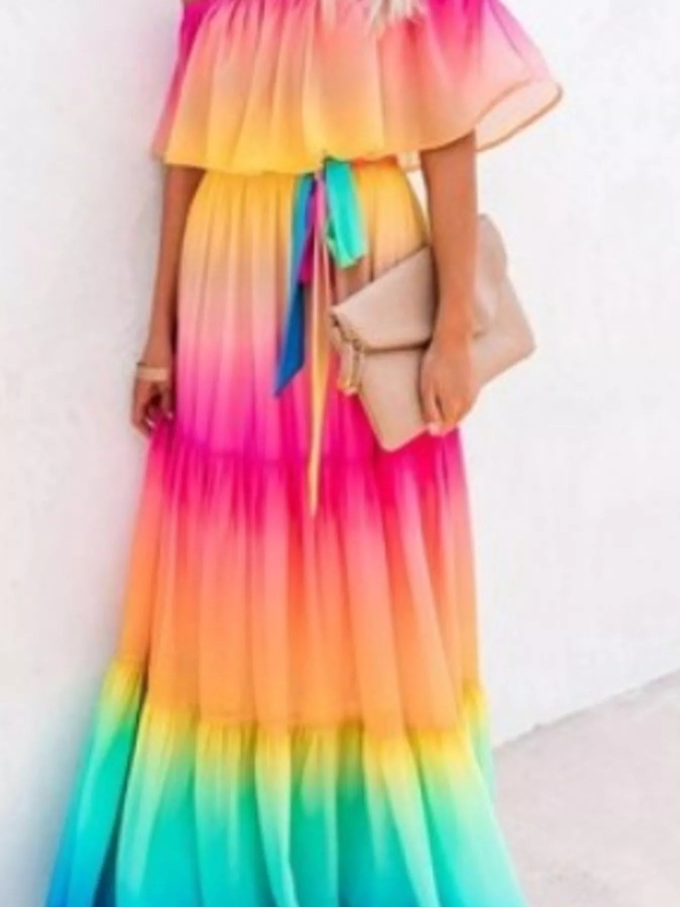 Plus size tiered maxi dress color options