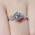 2 carat moissanite solitaire ring in 925 sterling silver front view
