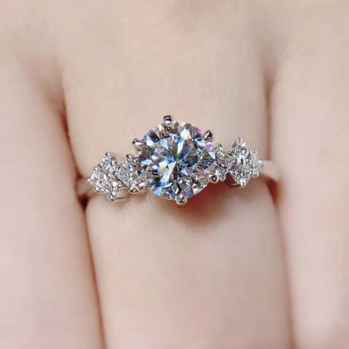 2 carat moissanite solitaire ring in 925 sterling silver front view