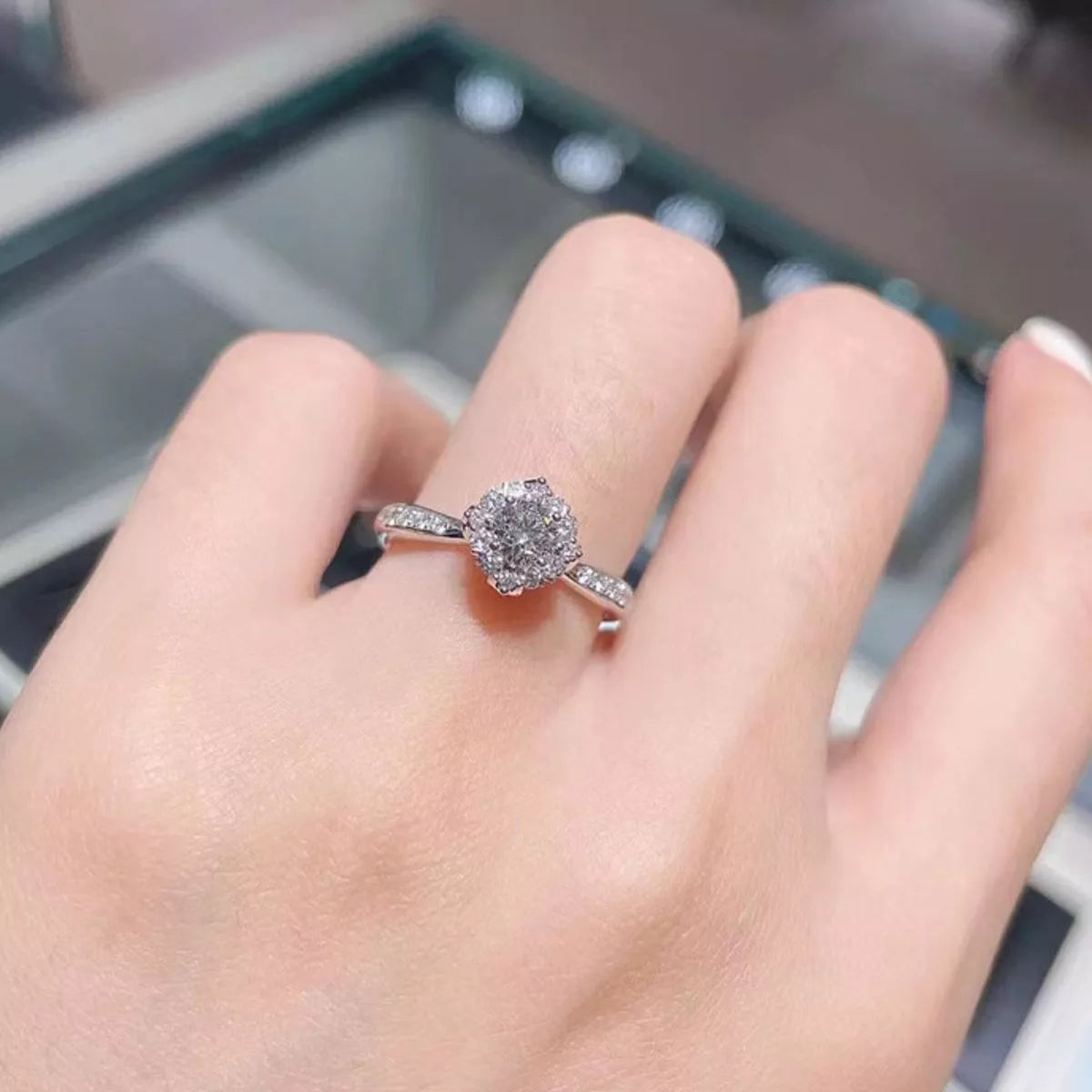 1 carat moissanite sterling silver ring front view