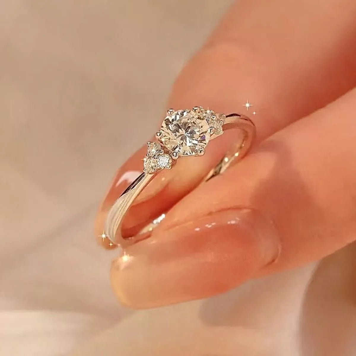 1 carat moissanite sterling silver ring front view