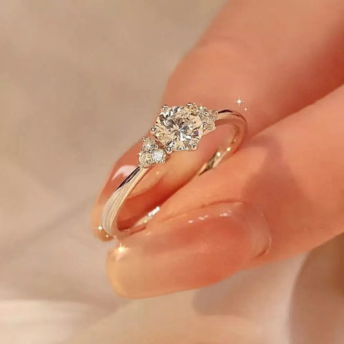 1 carat moissanite sterling silver ring front view