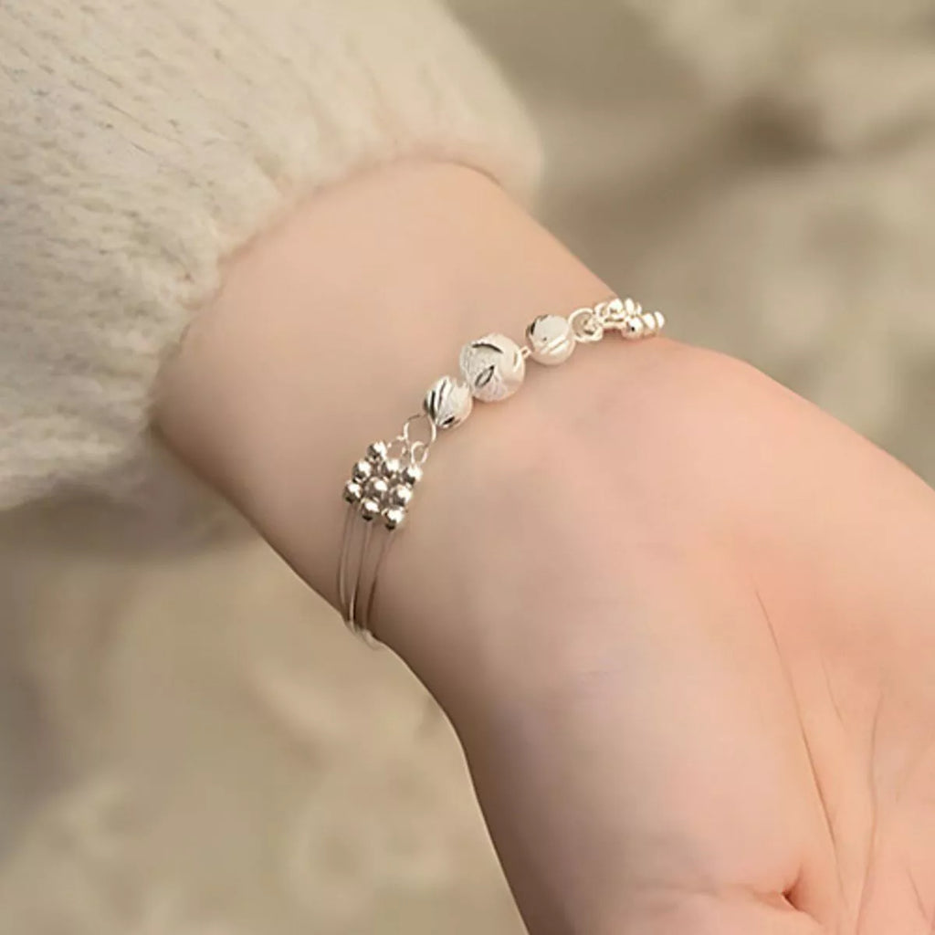 925 silver bead bracelet on wrist