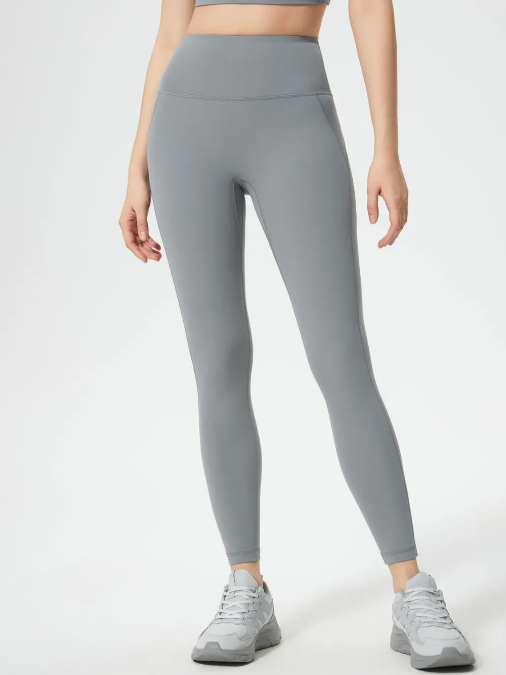 Gray leggings back view