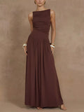Ruched sleeveless maxi dress front view