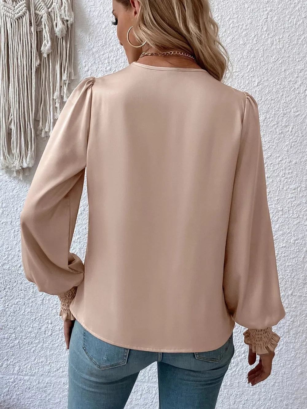 Lantern sleeve blouse back view