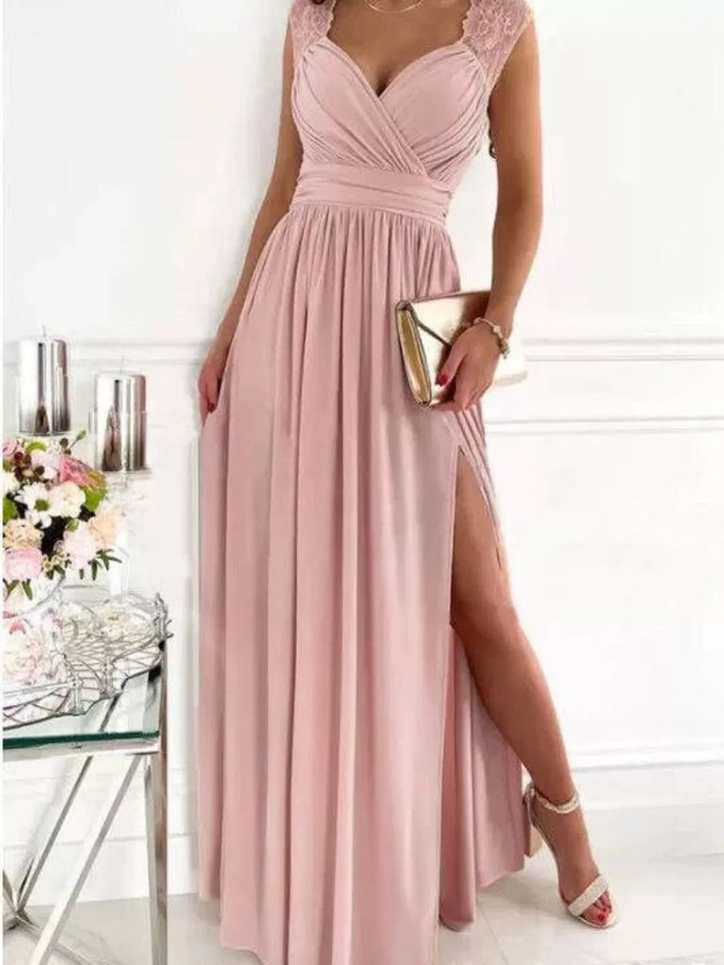 Lace detail dress evening styled look