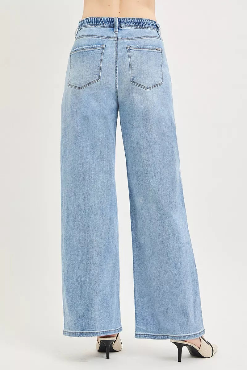 Soft cotton denim fabric detail on RISEN slouchy jeans
