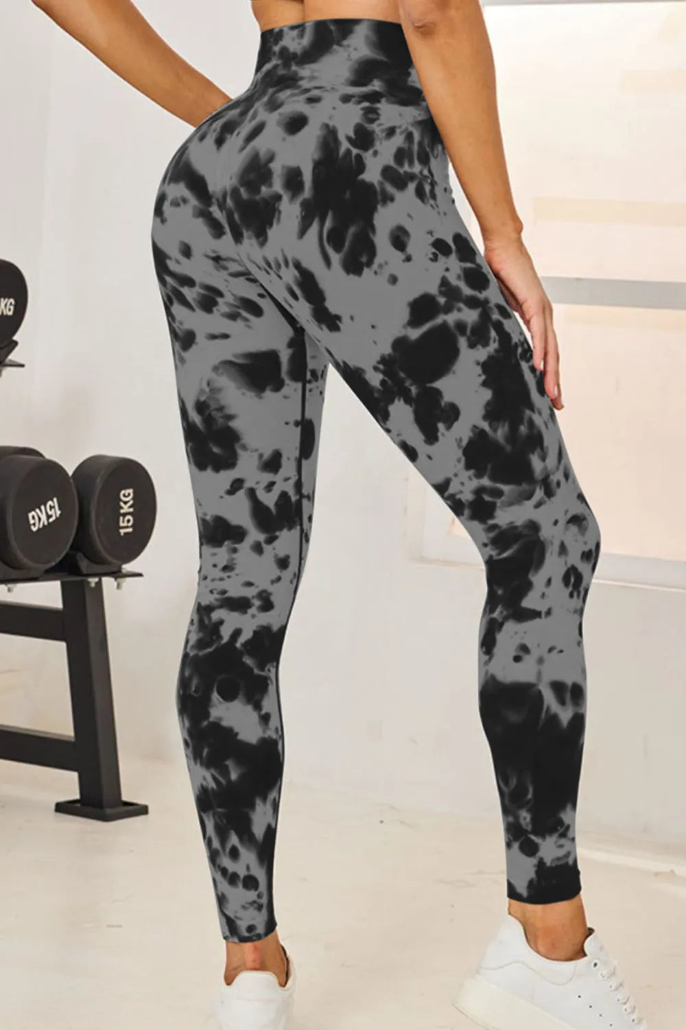 Tie dye active leggings back view