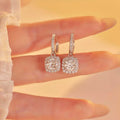 Moissanite sterling silver hoop drop earrings front view