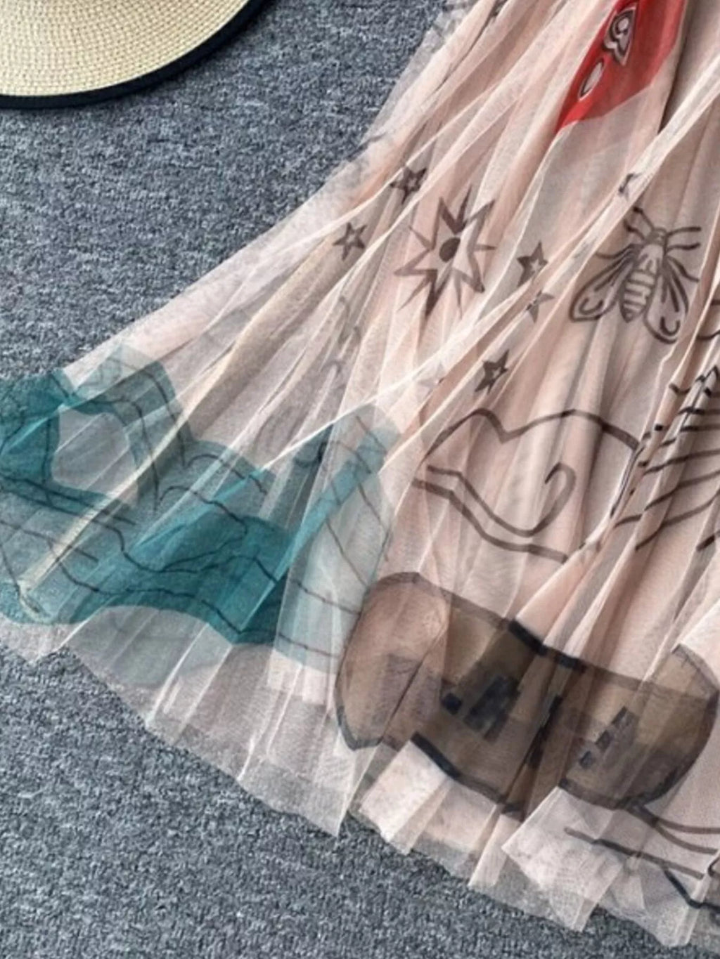Layered mesh tulle skirt close up