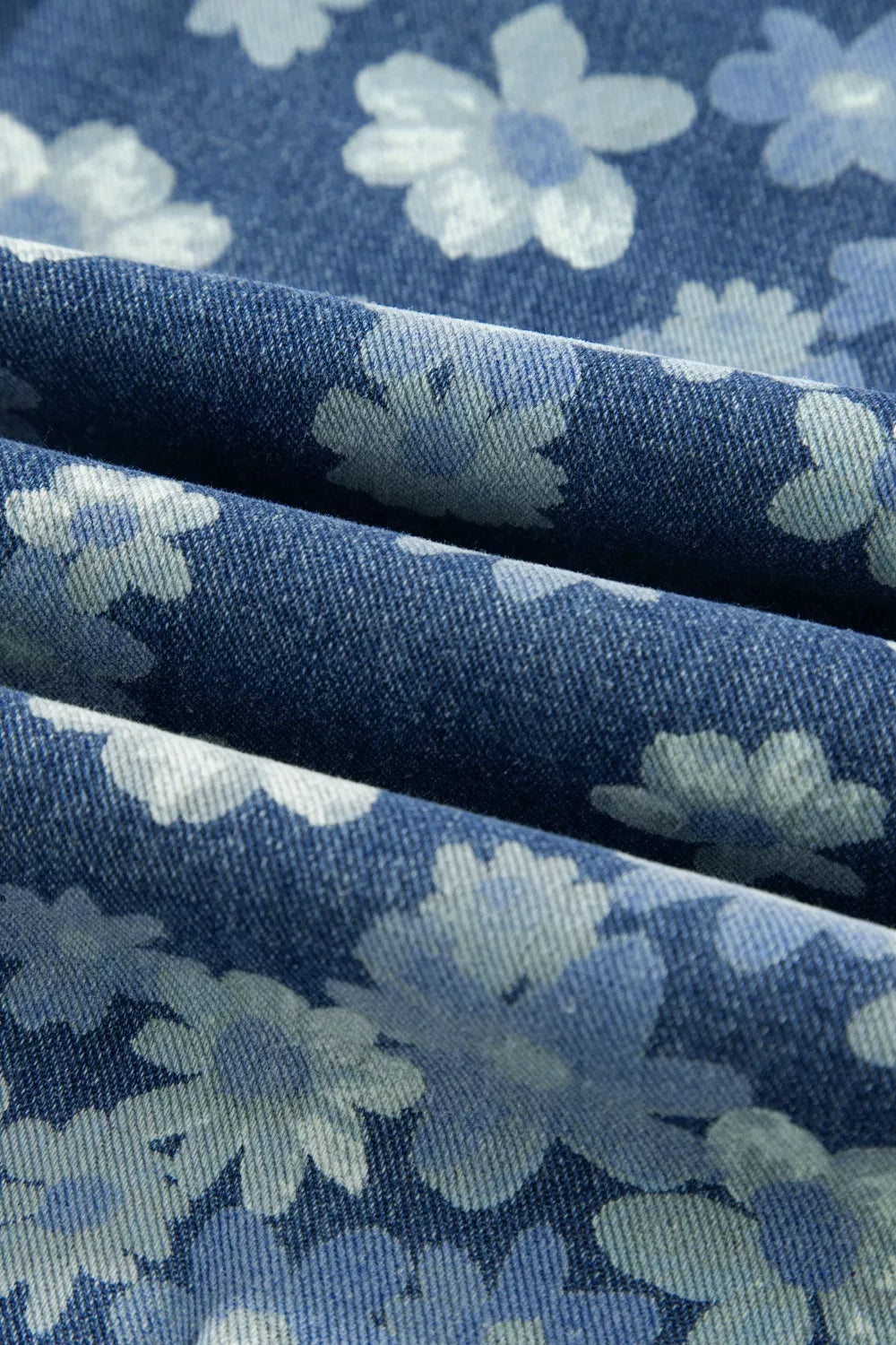 Dainty floral barrel jeans seated view