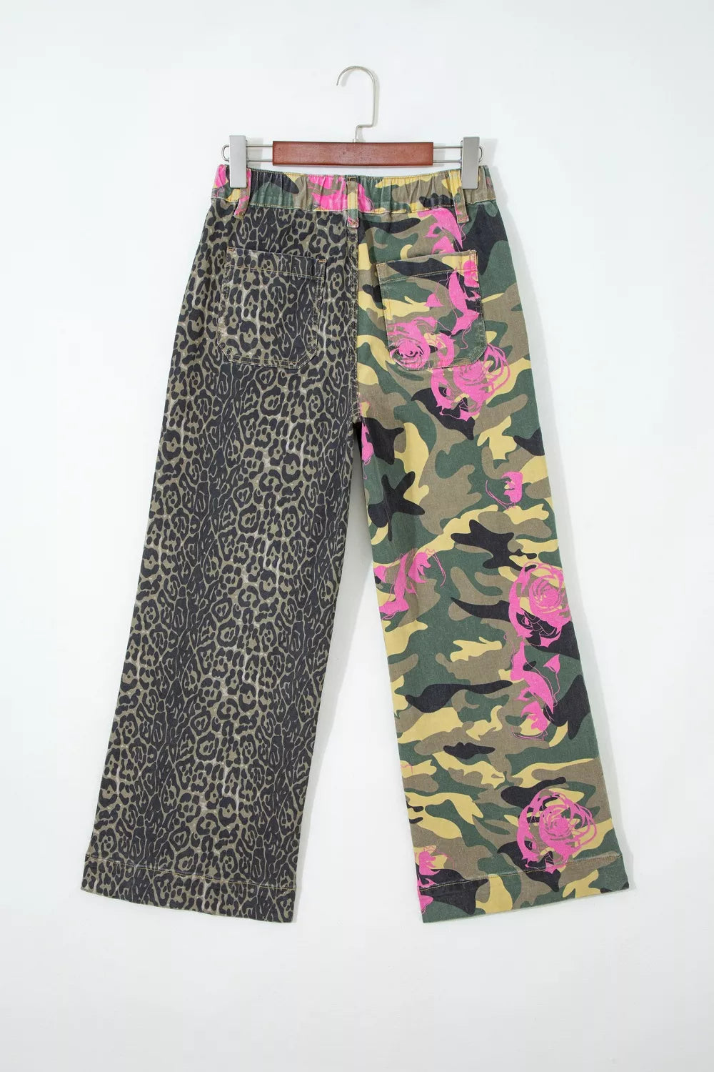 Raw hem detail on retro patchwork jeans