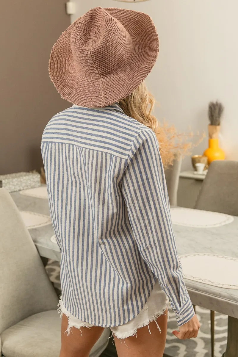 Lurex stripe button down shirt flat detail view