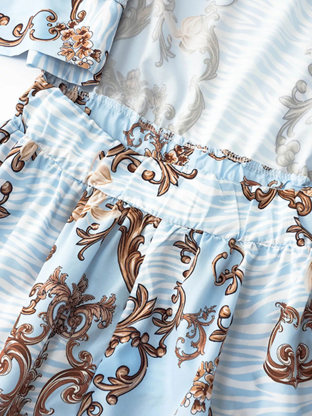 Long sleeve romper print pattern close up