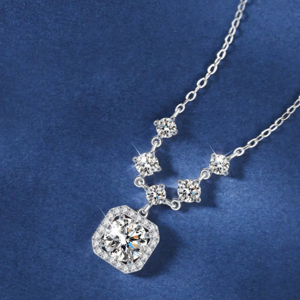Moissanite pendant necklace with gift box