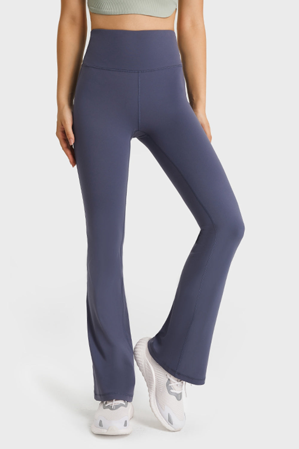 Bootcut yoga pants angled view