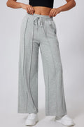 Drawstring wide leg active pants front view