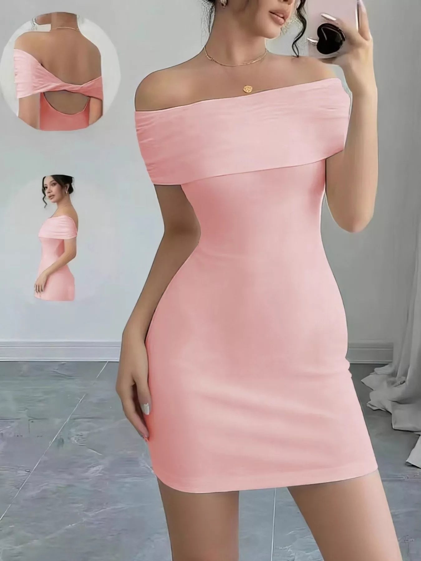 Stretchy bodycon party dress close up