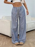 Striped wide leg pants front view