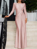 Twisted long sleeve maxi dress front view