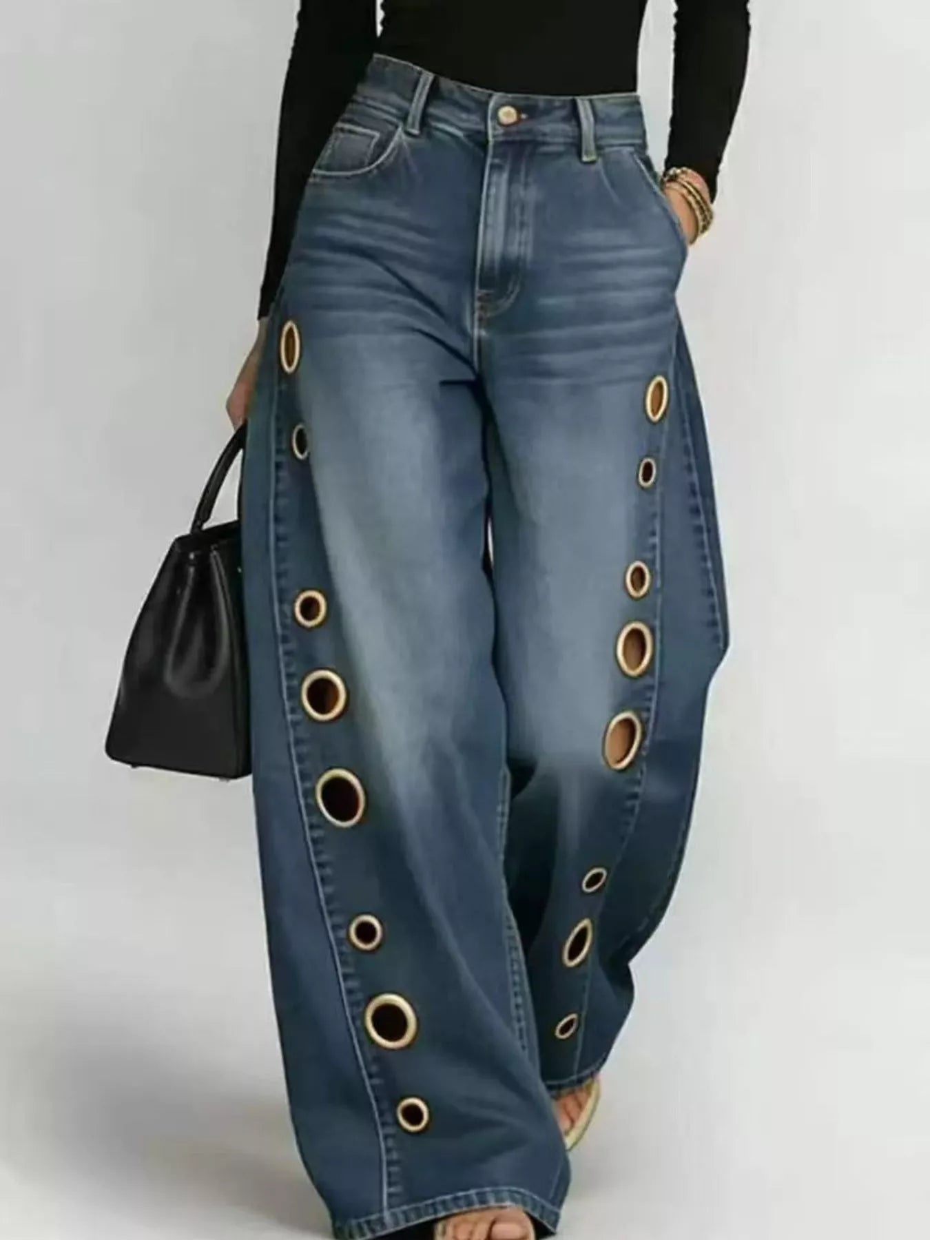 Eyelet jeans styled outfit view