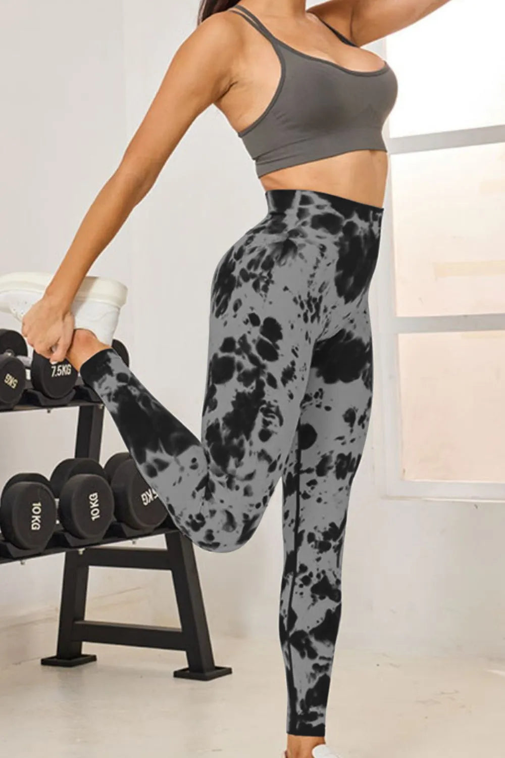 Tie dye high waist leggings side view