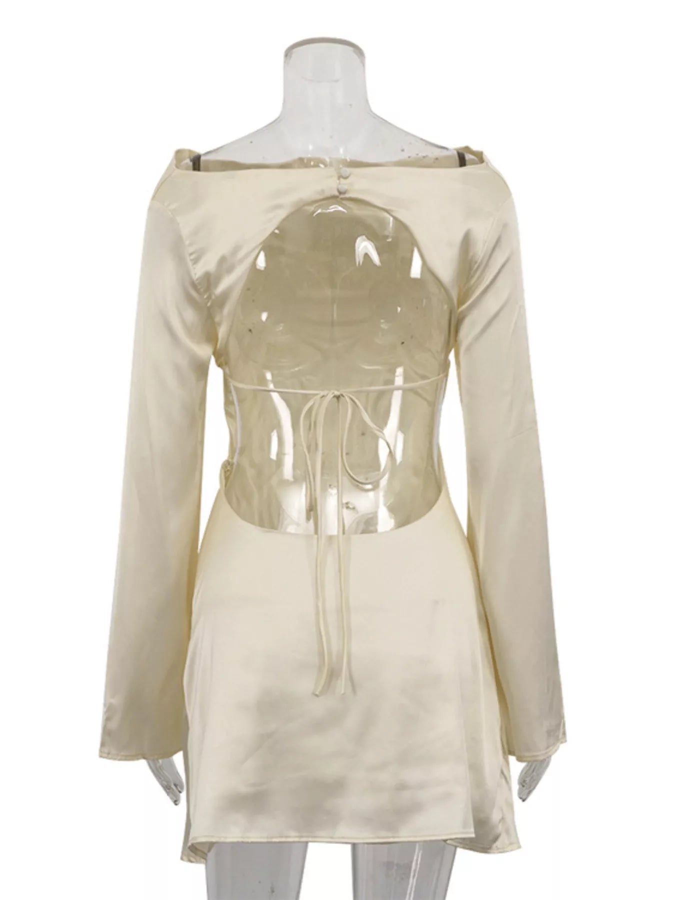 Fitted backless mini dress close up