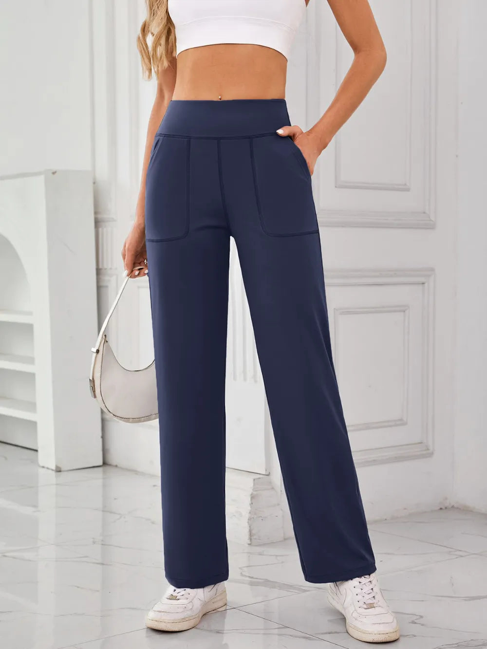 High waist active pants styled athleisure look