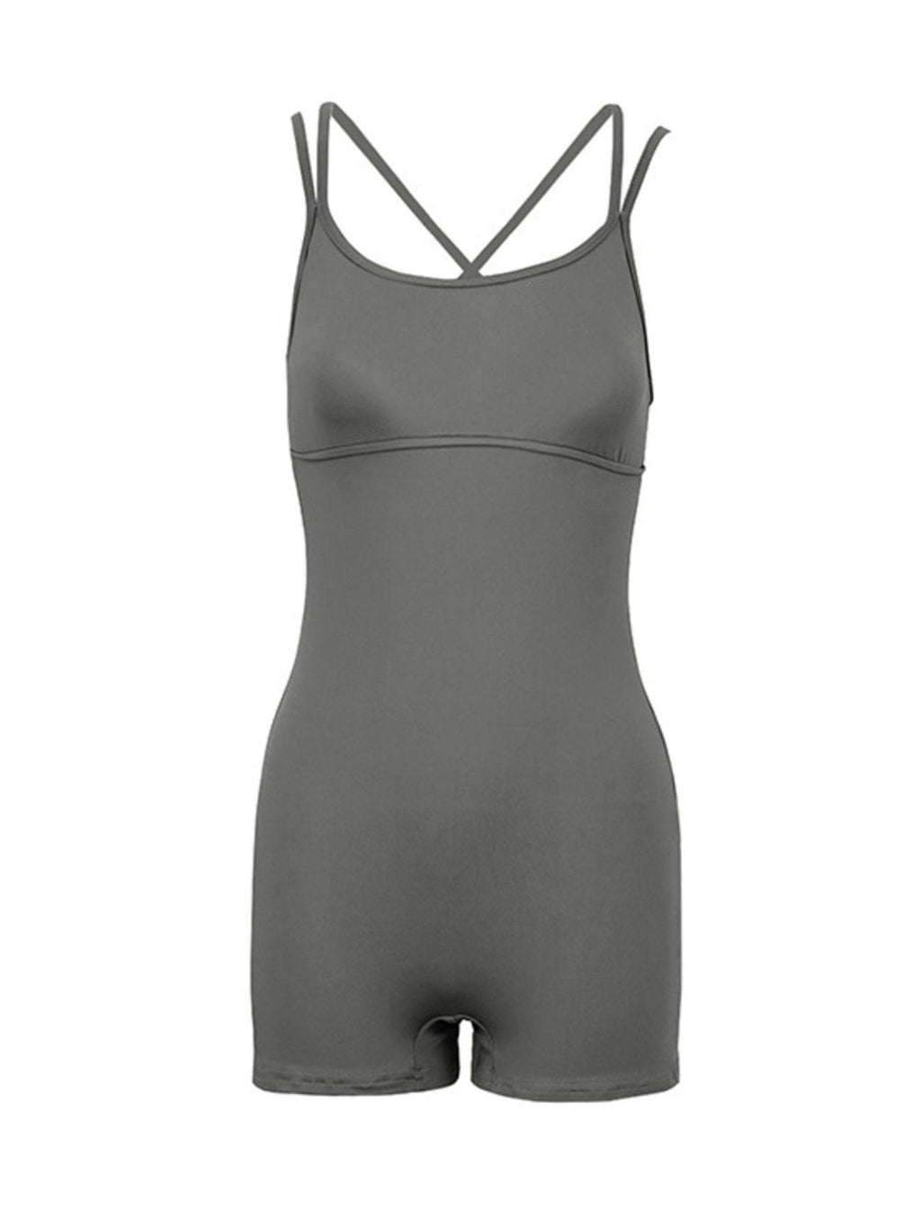 Black active romper styled on model