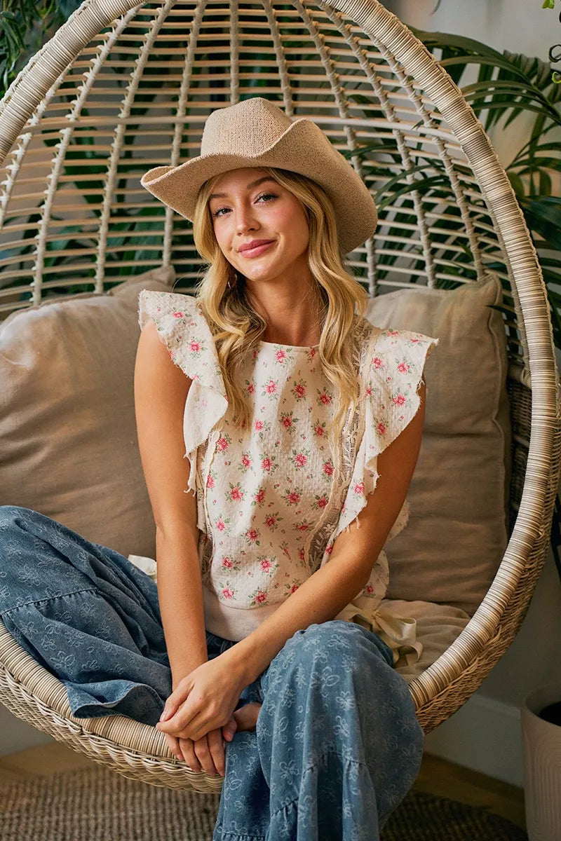 Relaxed fit floral print top front