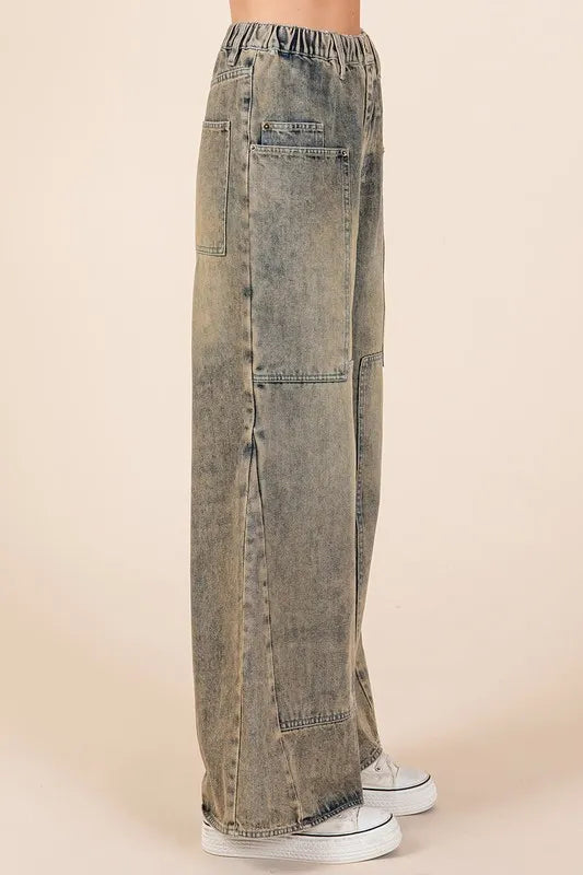 Wide leg jeans back view showing pockets