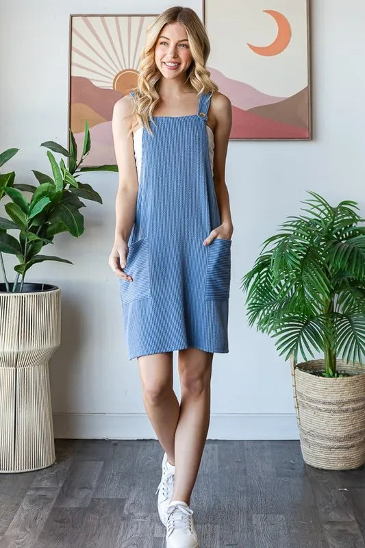 Ribbed mini dress side profile pose