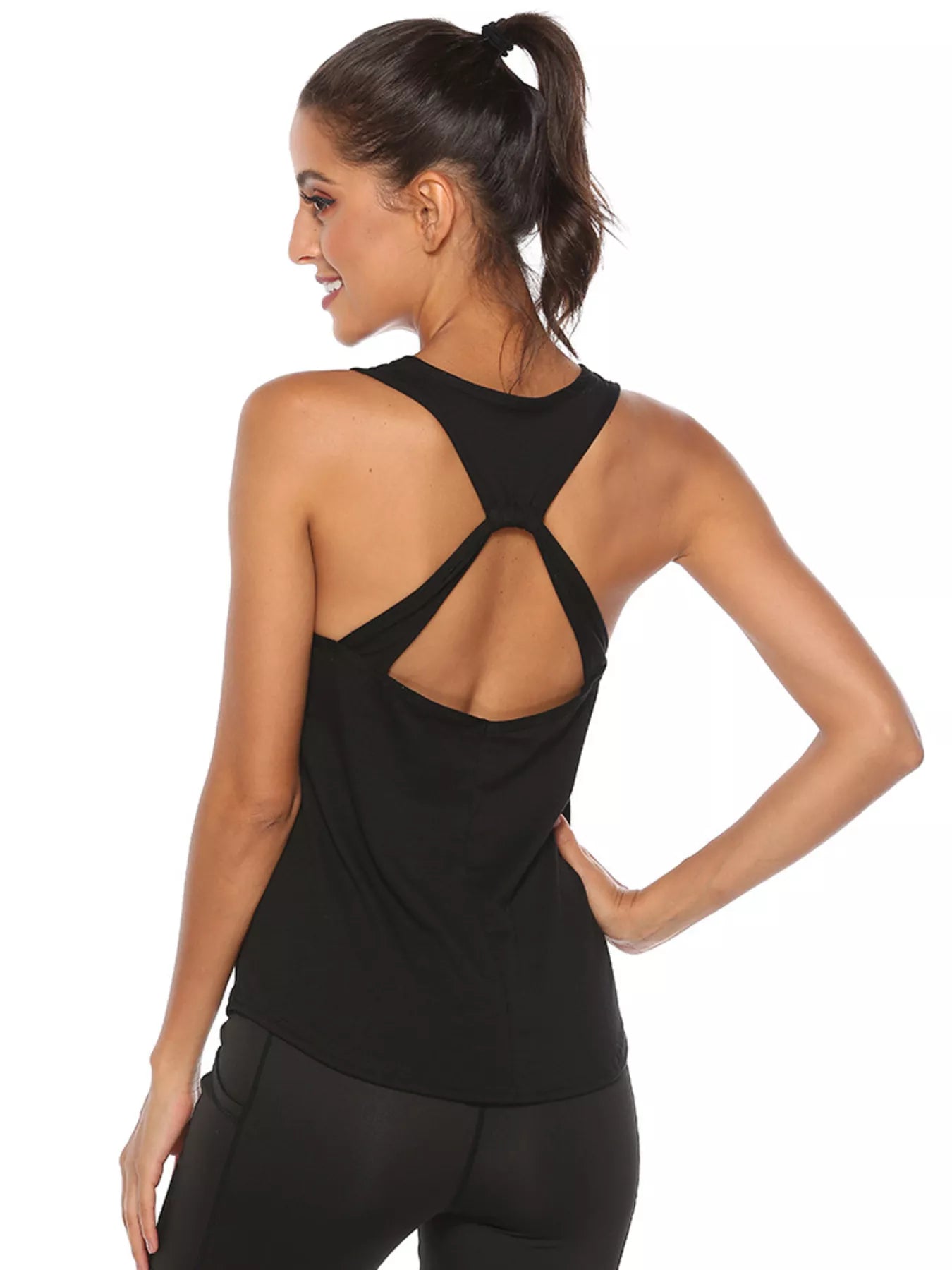 Close up of breathable stretch knit tank fabric