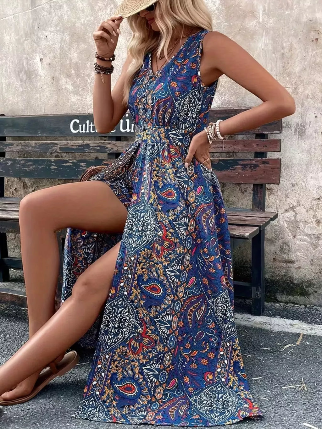 Multicolor paisley print romper front view