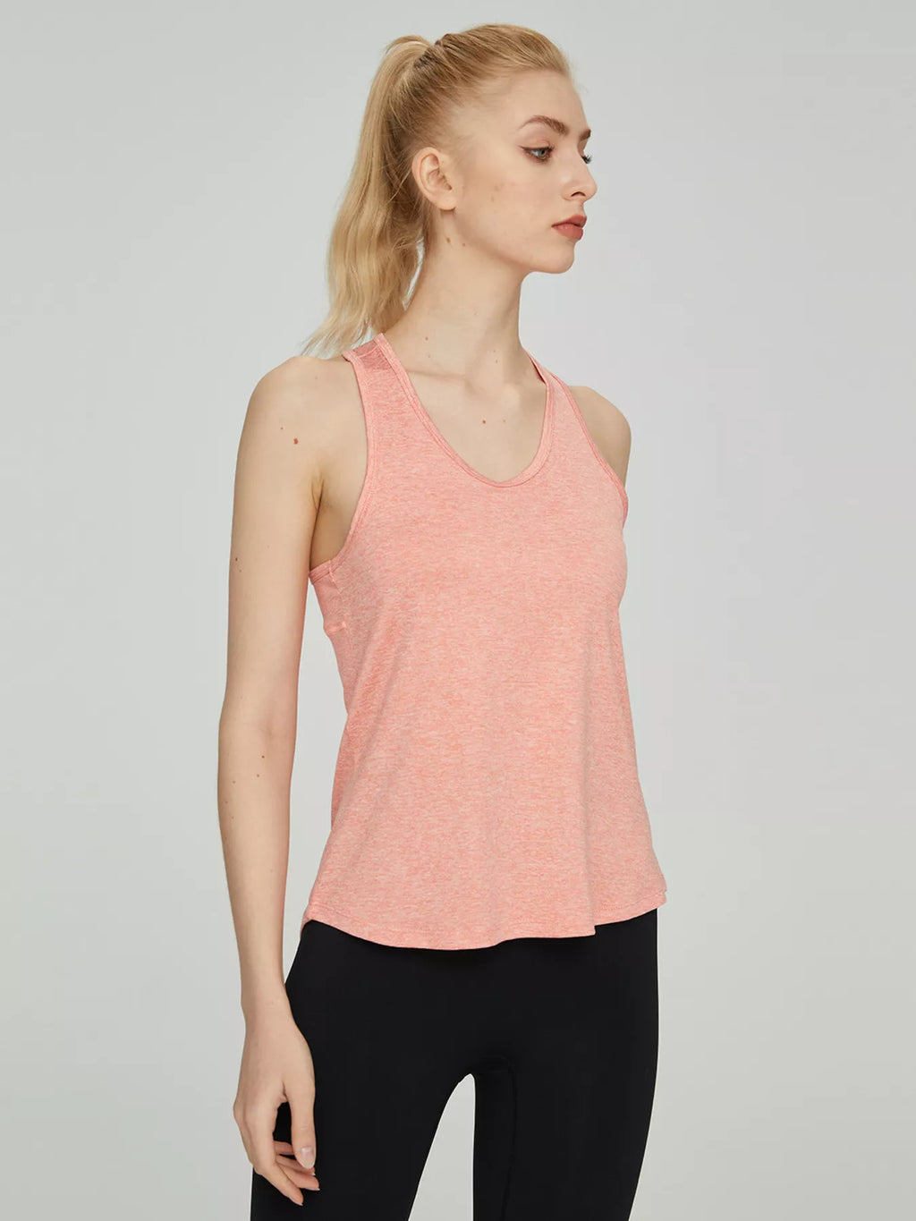 Dusty pink active tank top front view