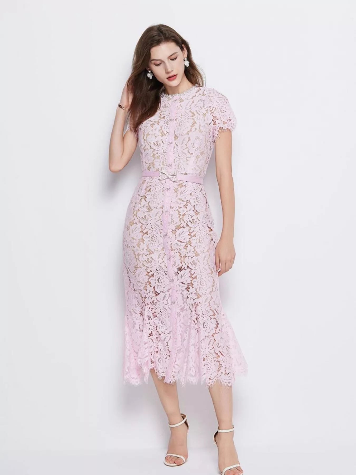Lace mermaid dress side view