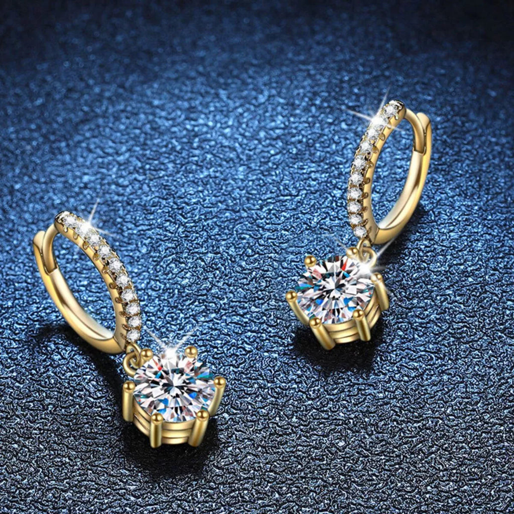 Moissanite drop earrings sparkle detail