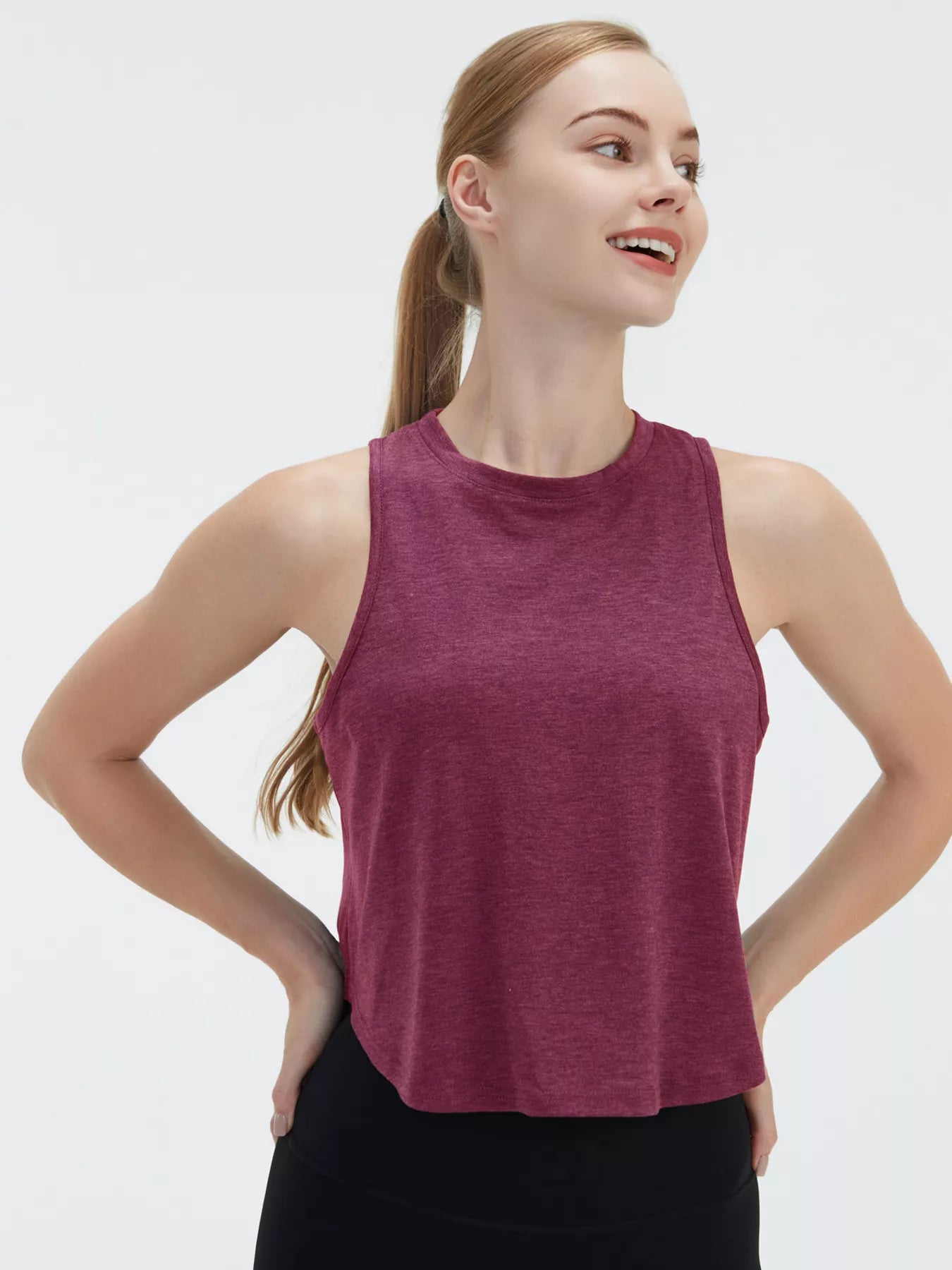 Cutout back active tank styled casually