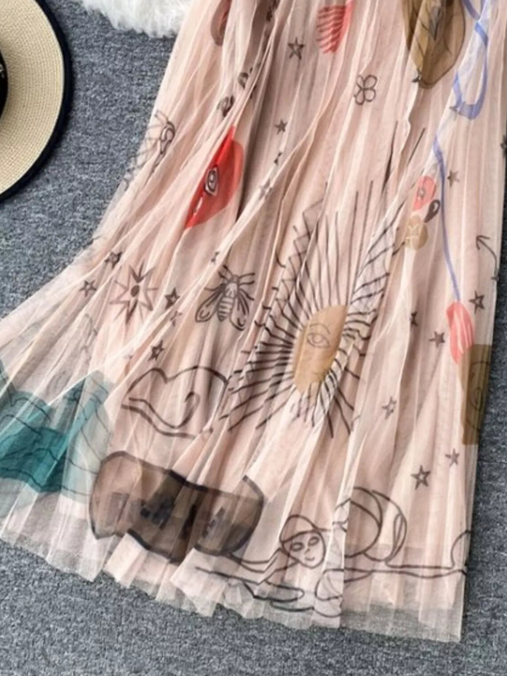 Tulle midi skirt elastic waist detail