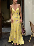 Floral spaghetti strap maxi dress front view