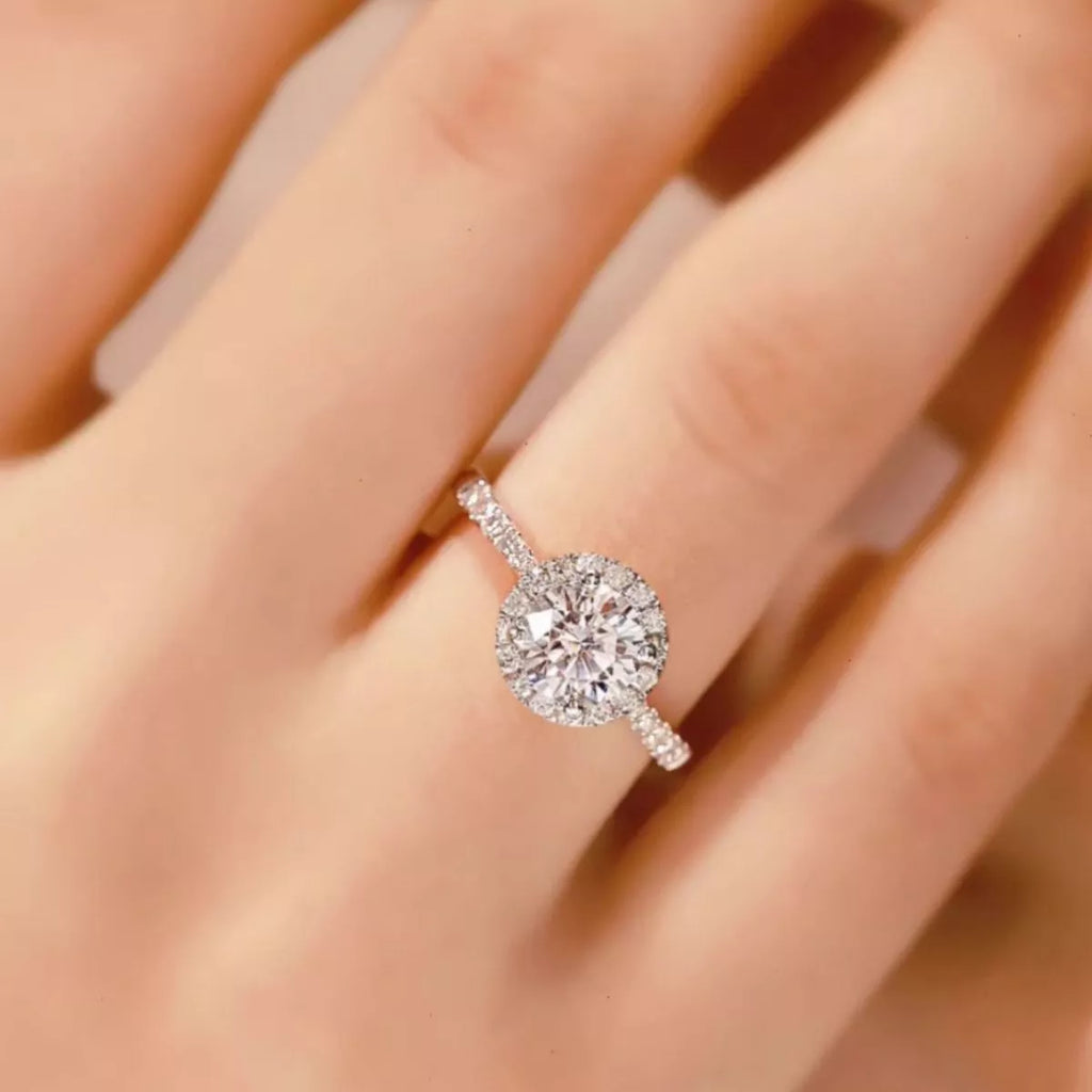 2 carat moissanite ring top down view